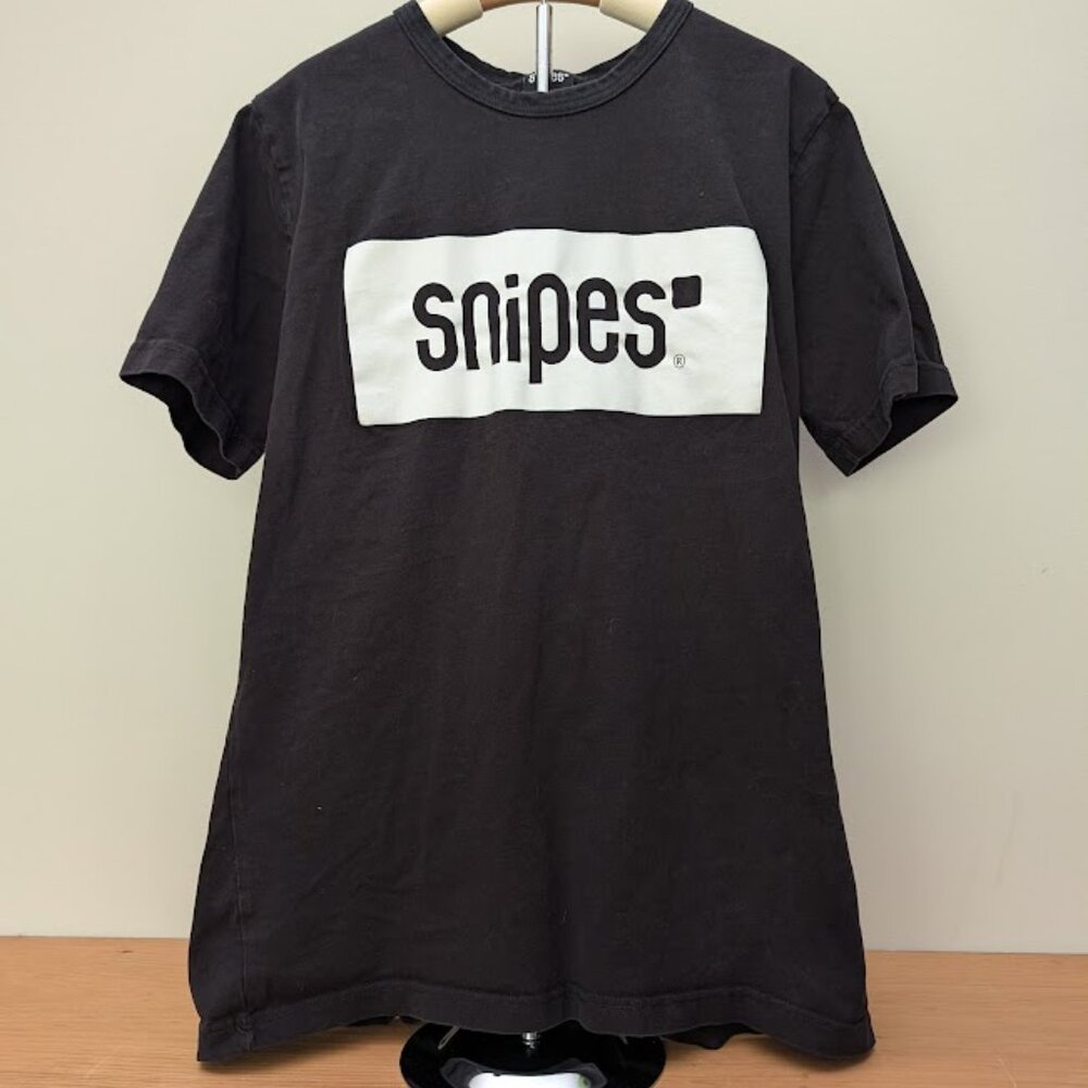 Snipes Men's Black & White Box Logo Graphic T-Shirt Short Sleeve Crew Neck Large